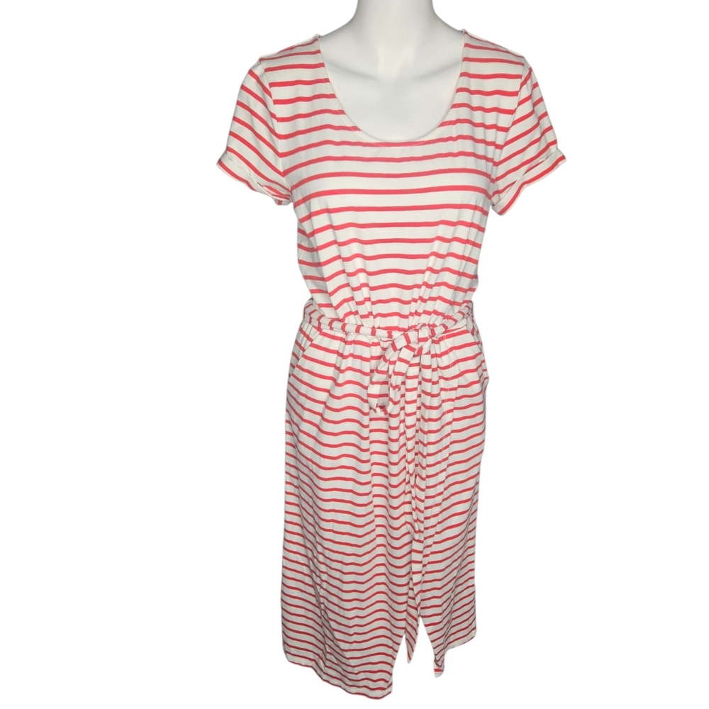 Boden Hallie Jersey Red White Striped Dress Sz 8 Nautical Coastal Preppy - Picture 2 of 13